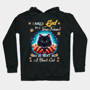 I Asked God For A True Friend He Sent Me A Black Cat Hoodie